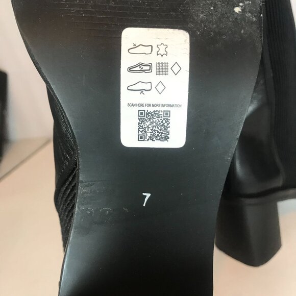 ASOS DESIGN Ranger heel Black Mid Calf Mid Heel Boots Womens 7 Pull On Elastic - Picture 5 of 12